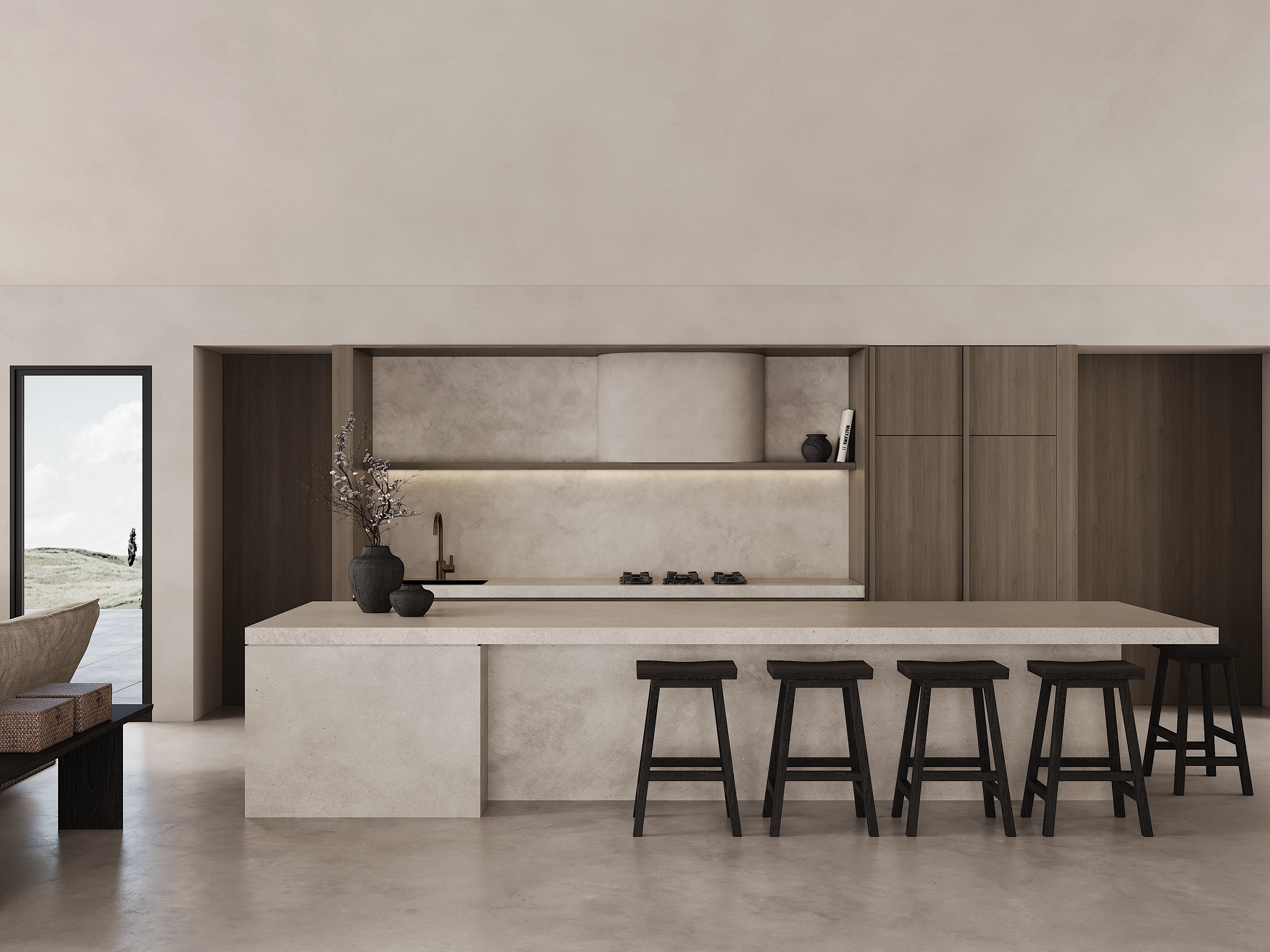 kitchen — concrete island