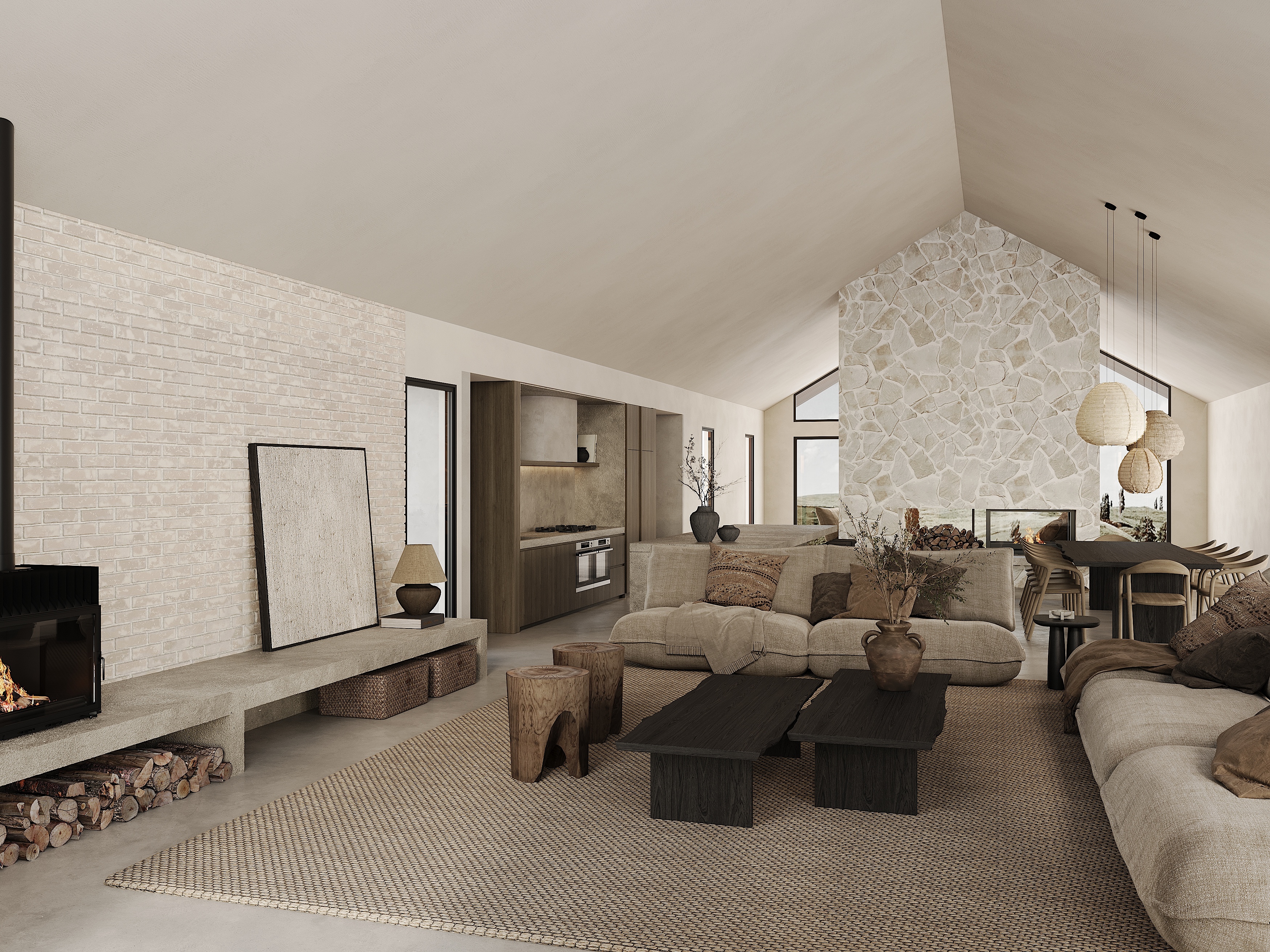living — brick & stone